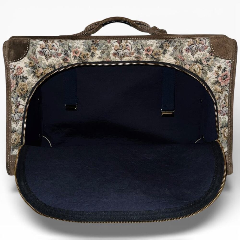 Vintage French Luggage Co. Floral Tapestry Suede Trim Travel Case with Lock - Picture 2 of 8
